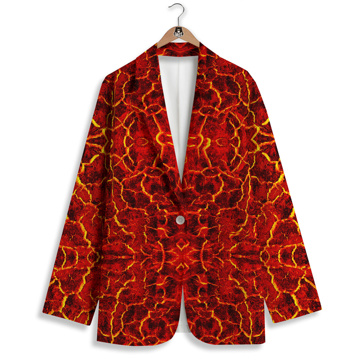 Lava Red Print Pattern Women's Blazer-grizzshop