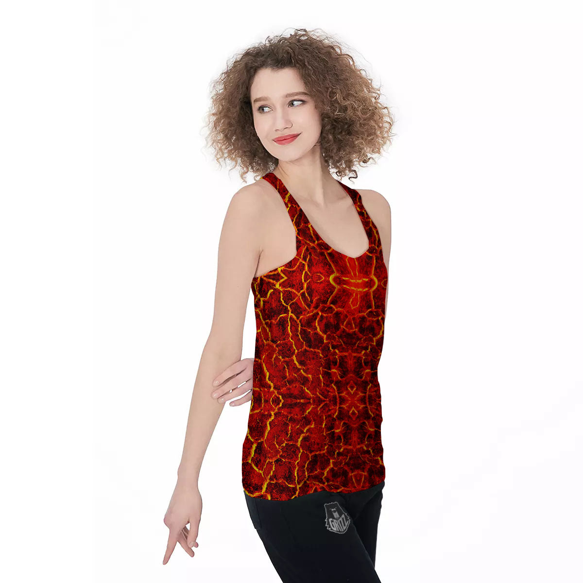 Lava Red Print Pattern Women's Racerback Tank Top-grizzshop