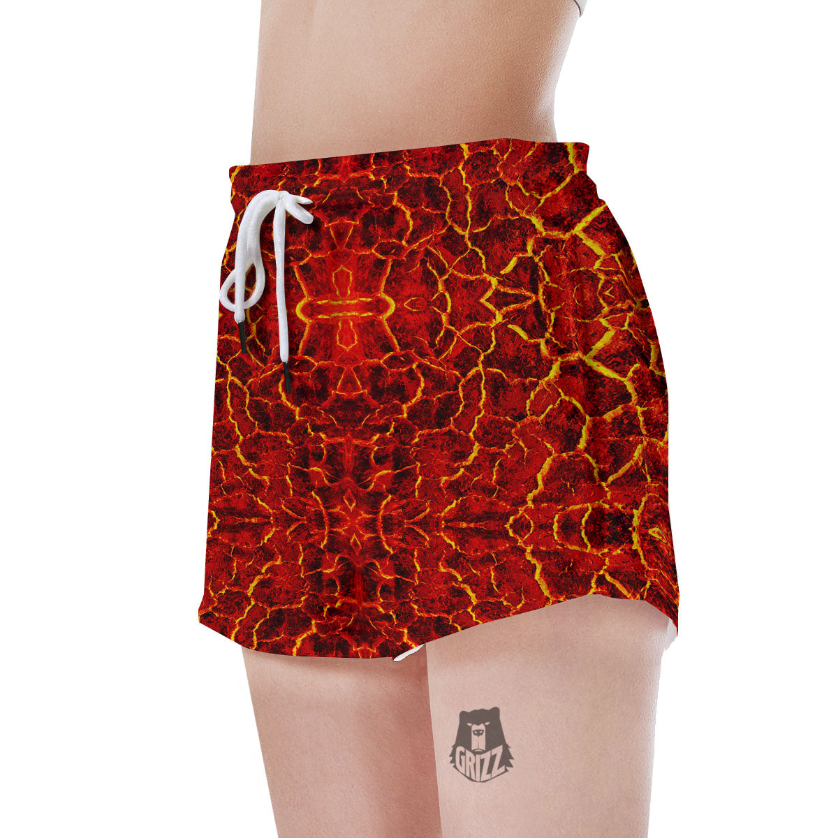 Lava Red Print Pattern Women's Shorts-grizzshop