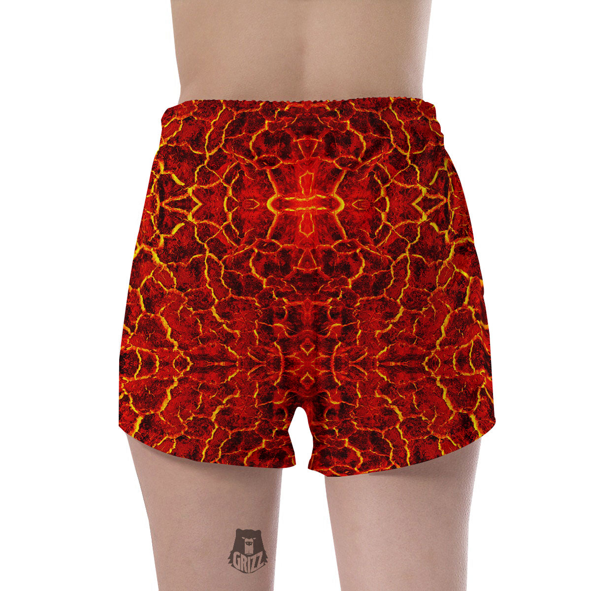Lava Red Print Pattern Women's Shorts-grizzshop