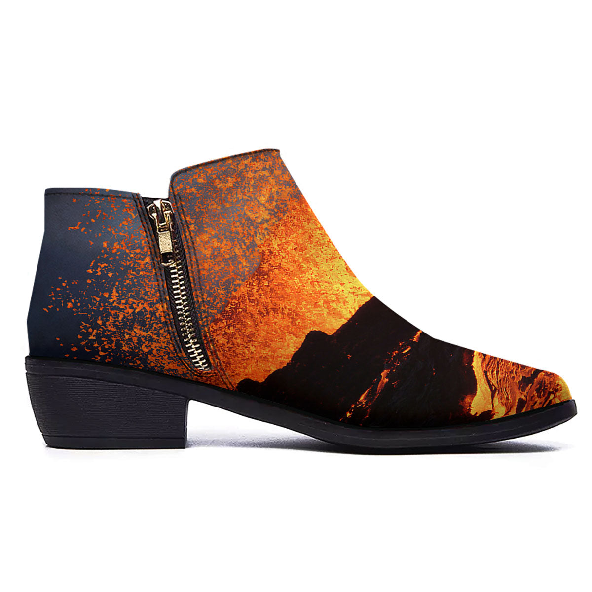 Lava Volcano Print Ankle Boots-grizzshop