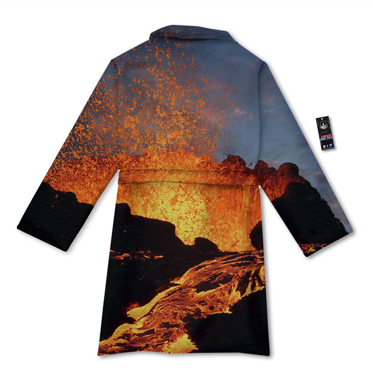 Lava Volcano Print Bathrobe-grizzshop