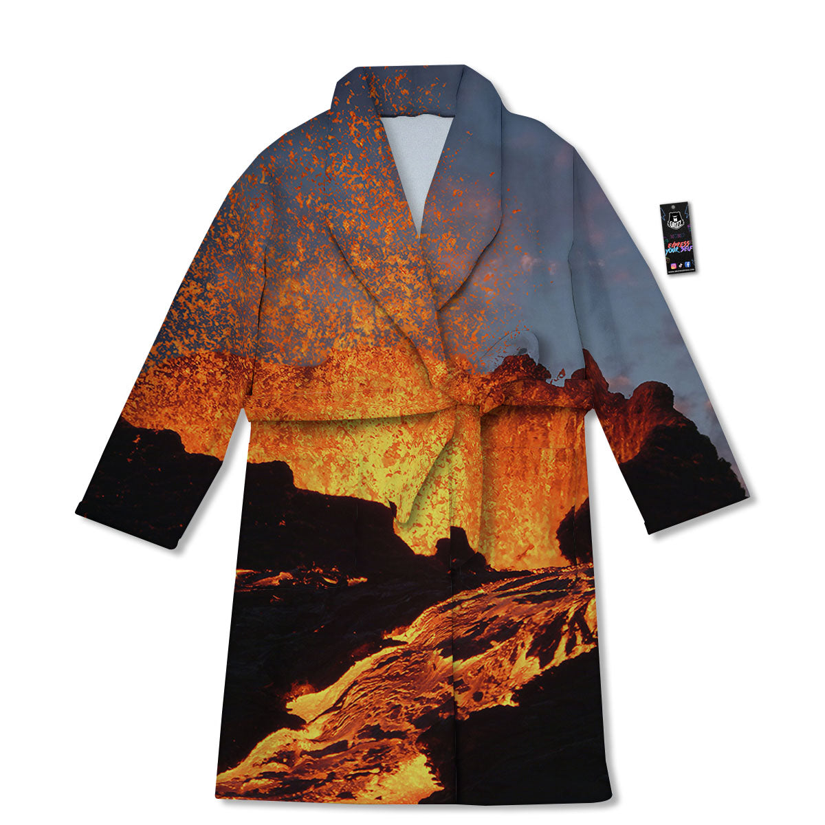 Lava Volcano Print Bathrobe-grizzshop