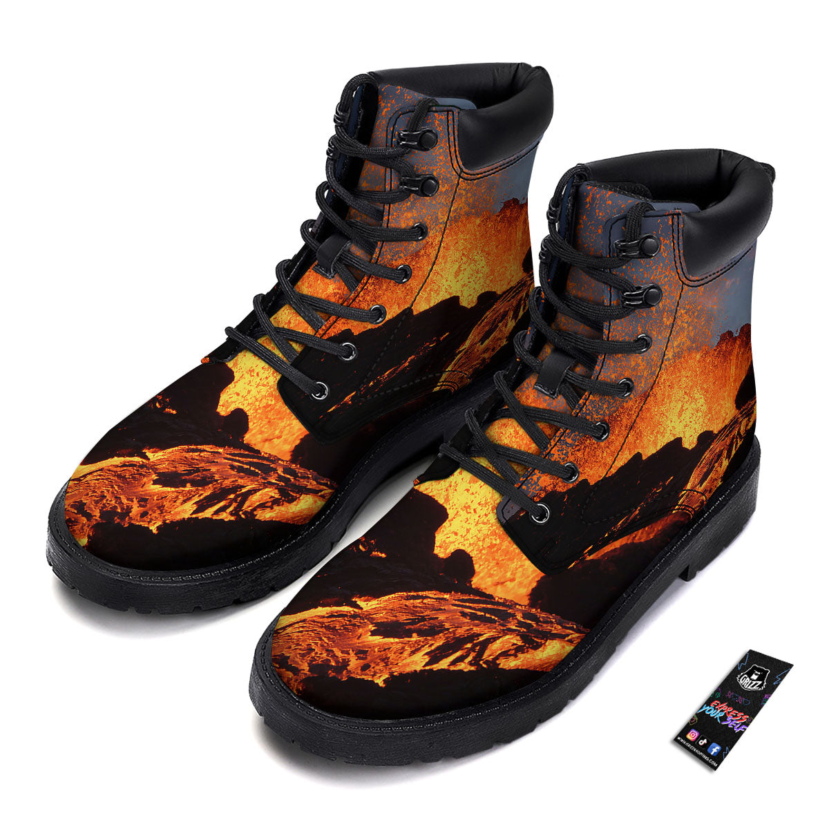 Lava Volcano Print Boots-grizzshop