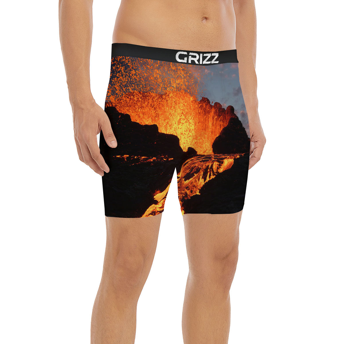 Lava Volcano Print Boxer Briefs-grizzshop