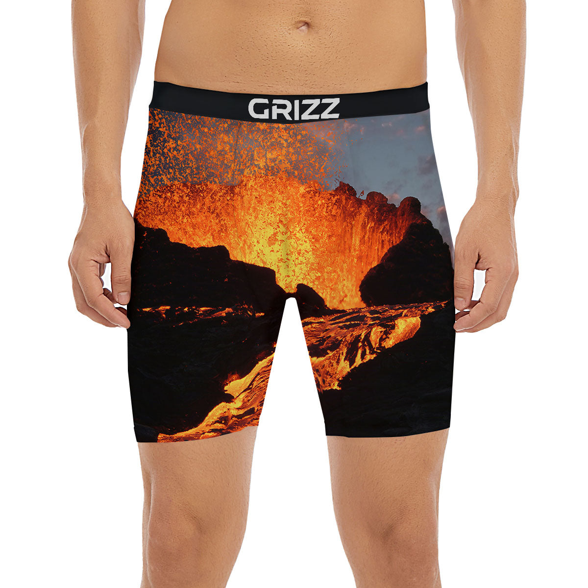 Lava Volcano Print Boxer Briefs-grizzshop