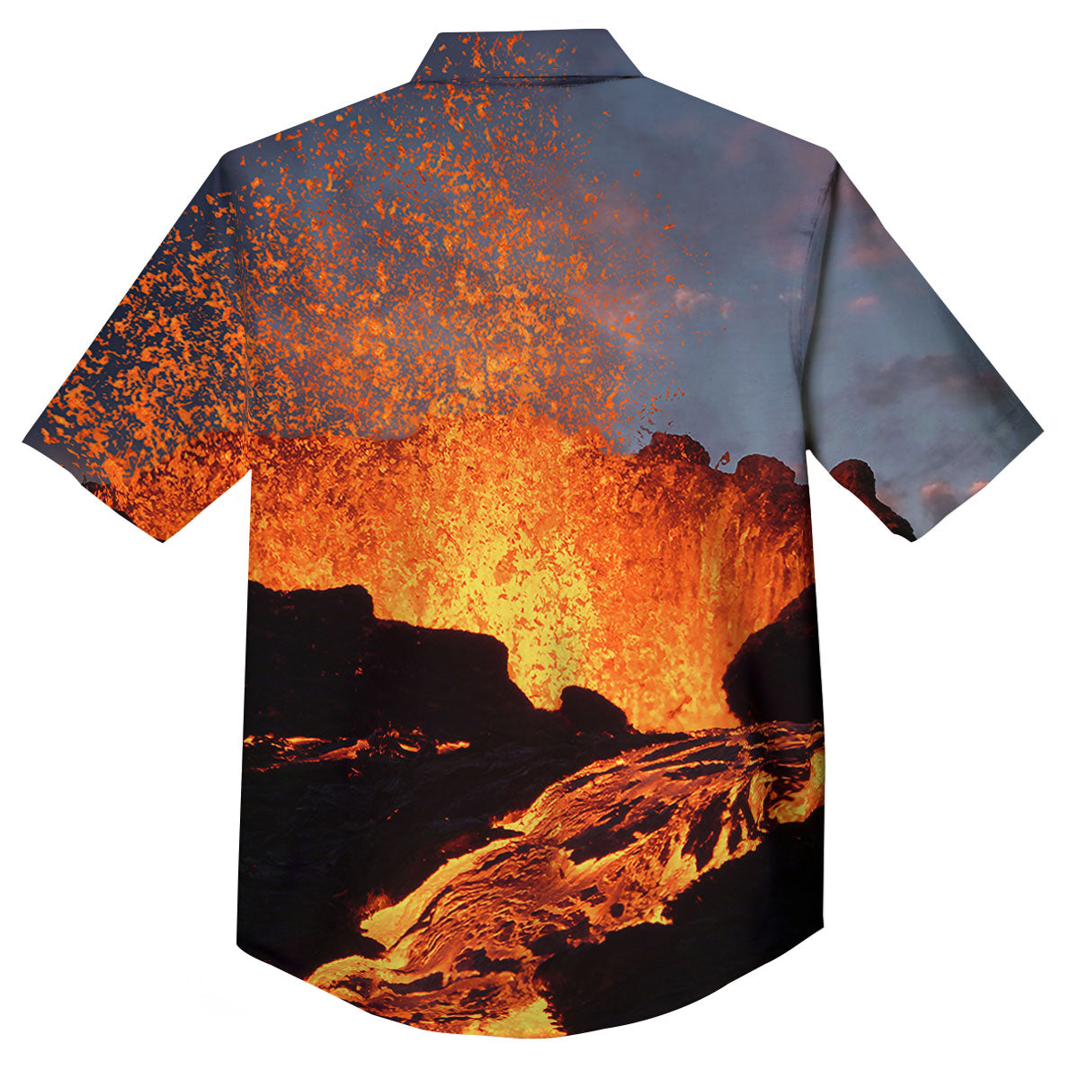 Lava Volcano Print Button Up Shirt-grizzshop