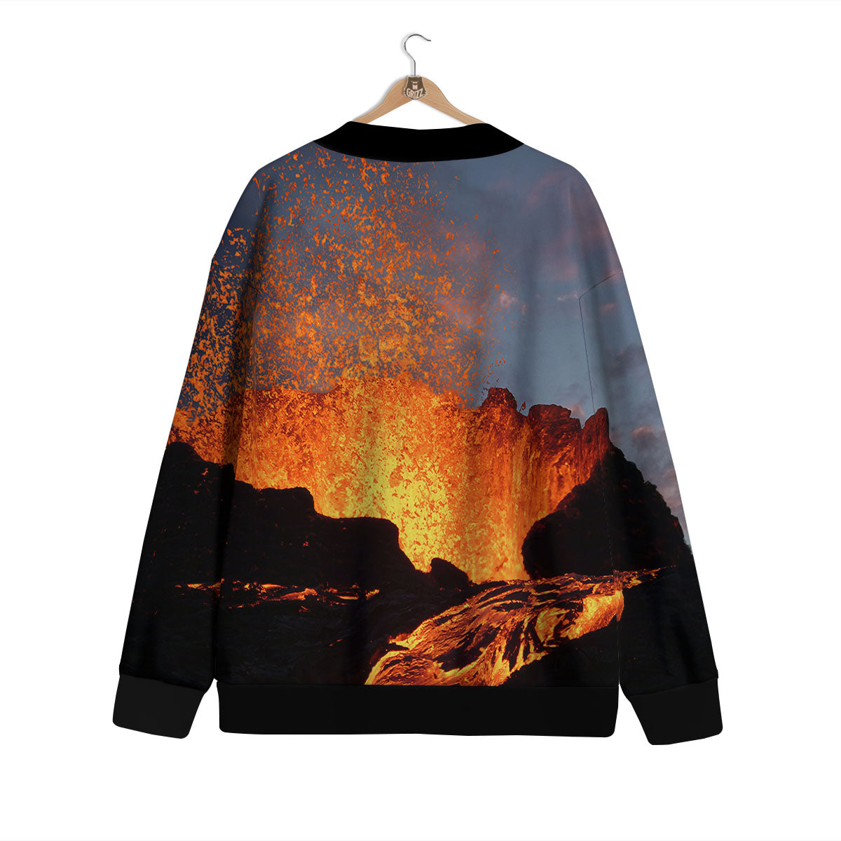 Lava Volcano Print Cardigan-grizzshop
