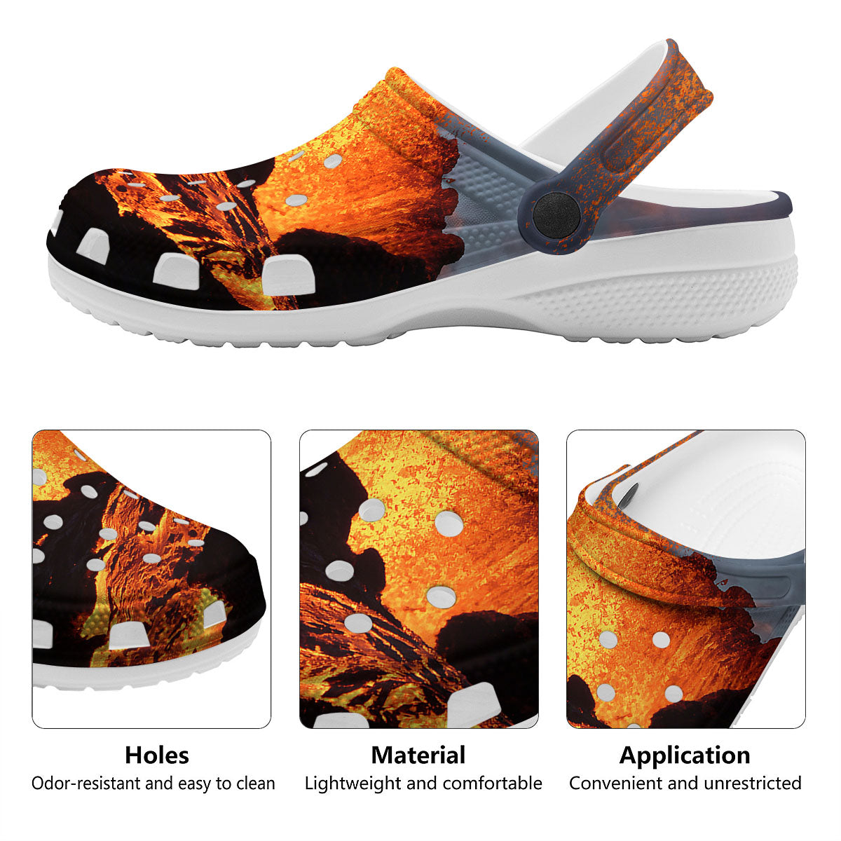Lava Volcano Print Clog-grizzshop