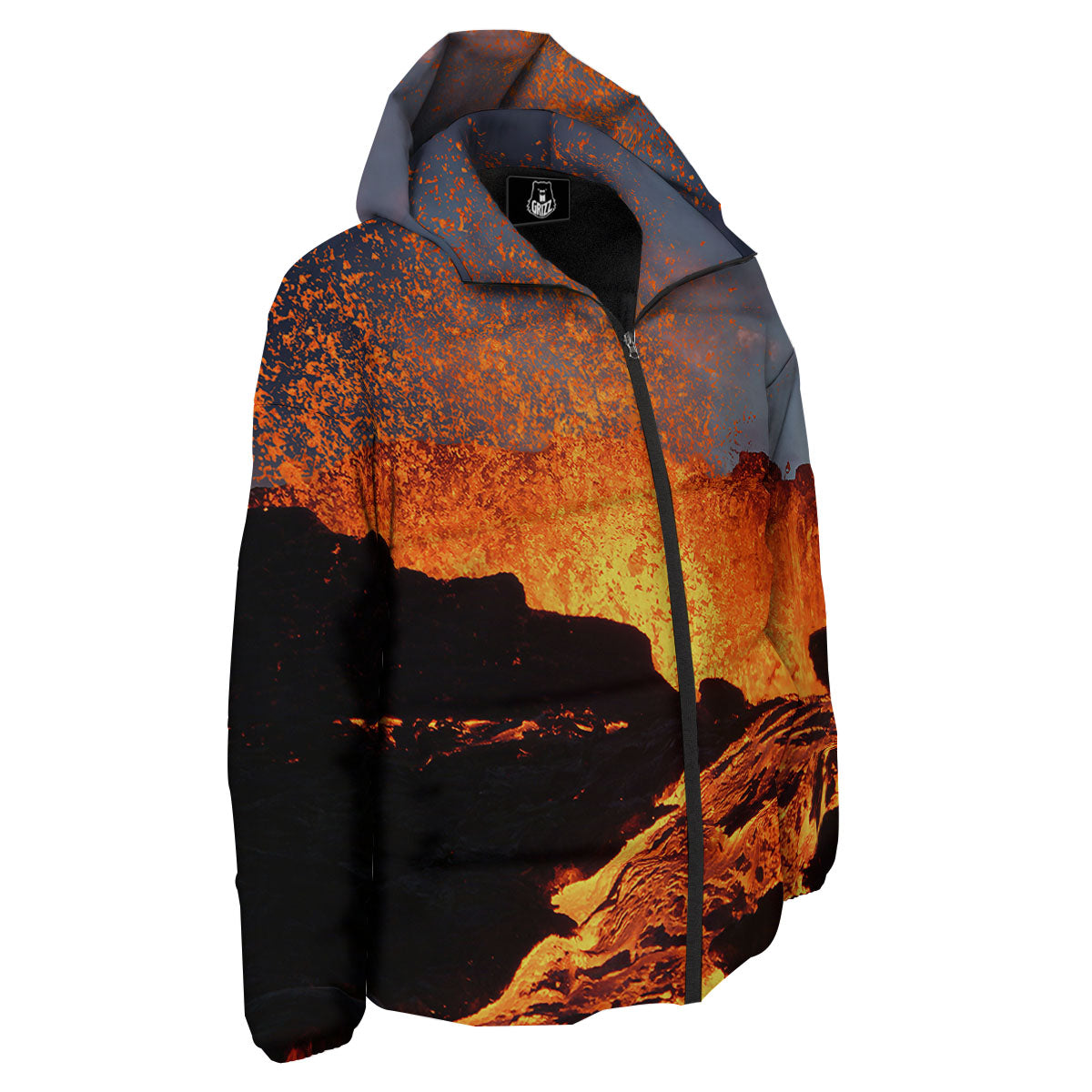 Lava Volcano Print Down Jacket-grizzshop