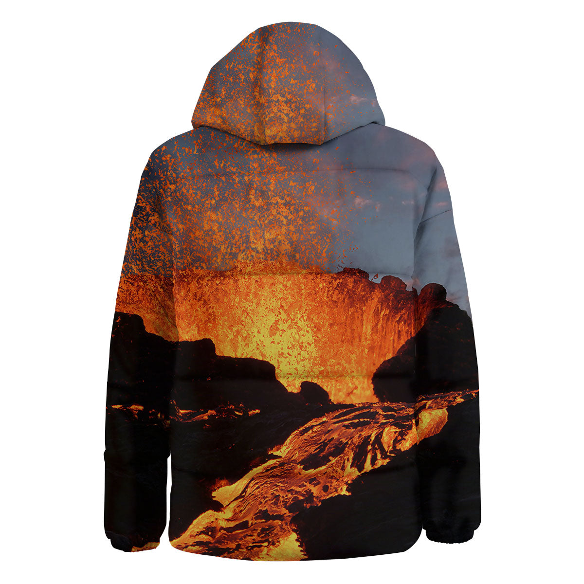 Lava Volcano Print Down Jacket-grizzshop