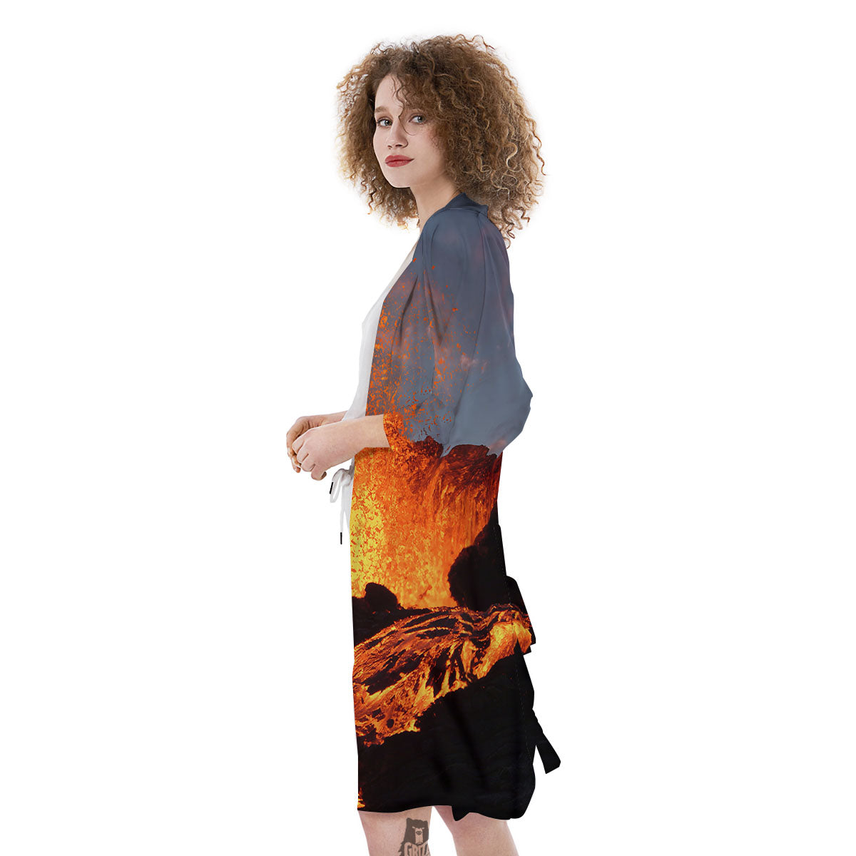 Lava Volcano Print Kimono-grizzshop