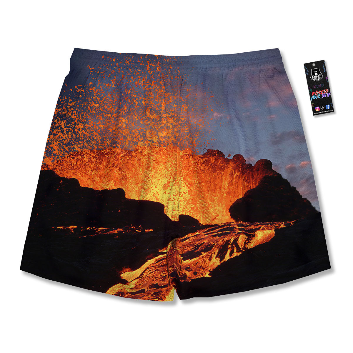 Lava Volcano Print Men's Running Shorts-grizzshop