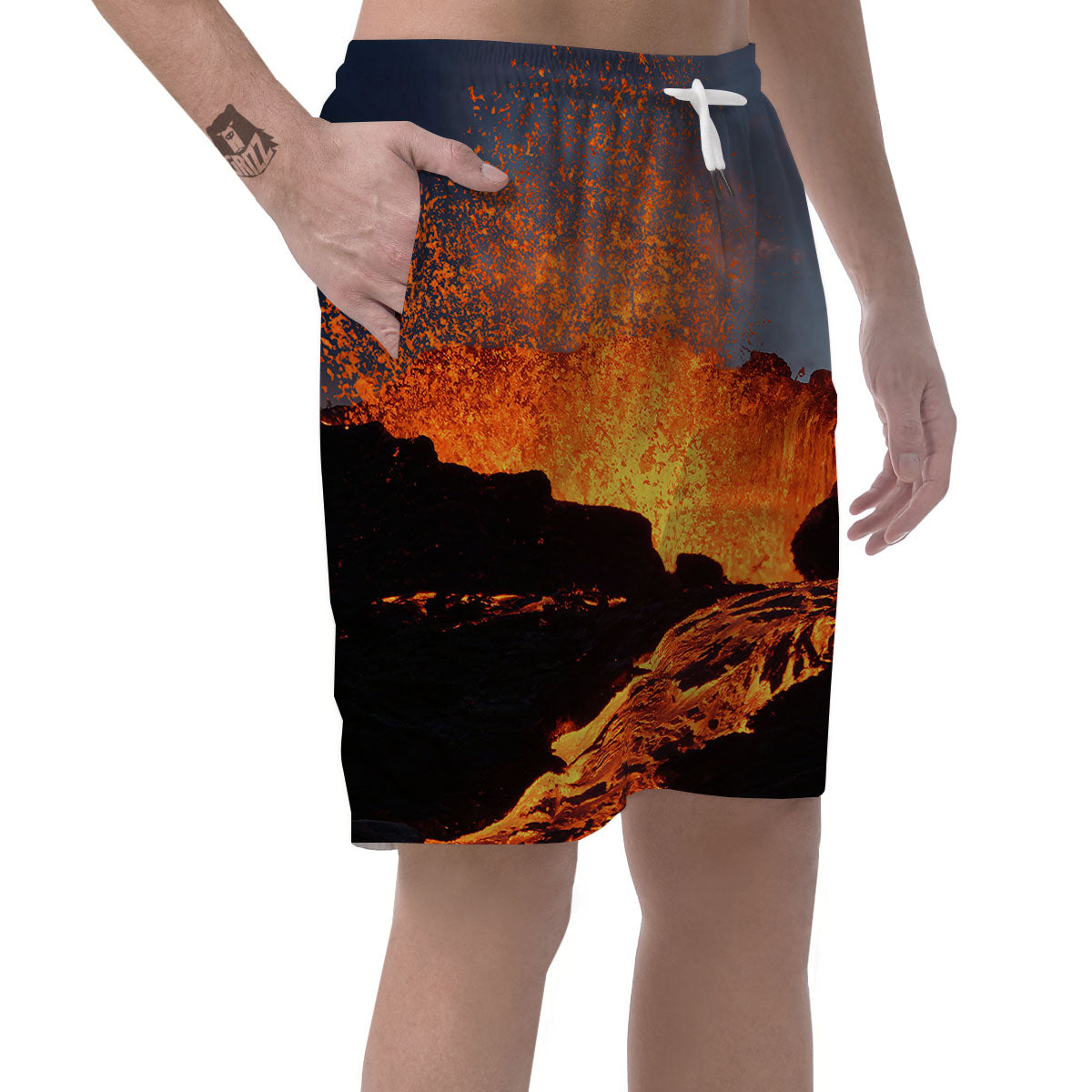 Lava Volcano Print Men's Shorts-grizzshop