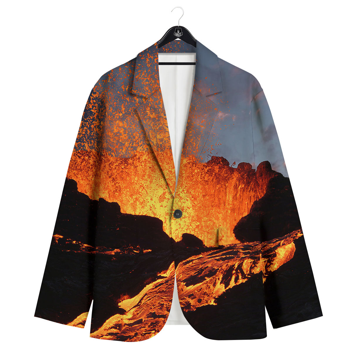 Lava Volcano Print Men's Sport Coat-grizzshop