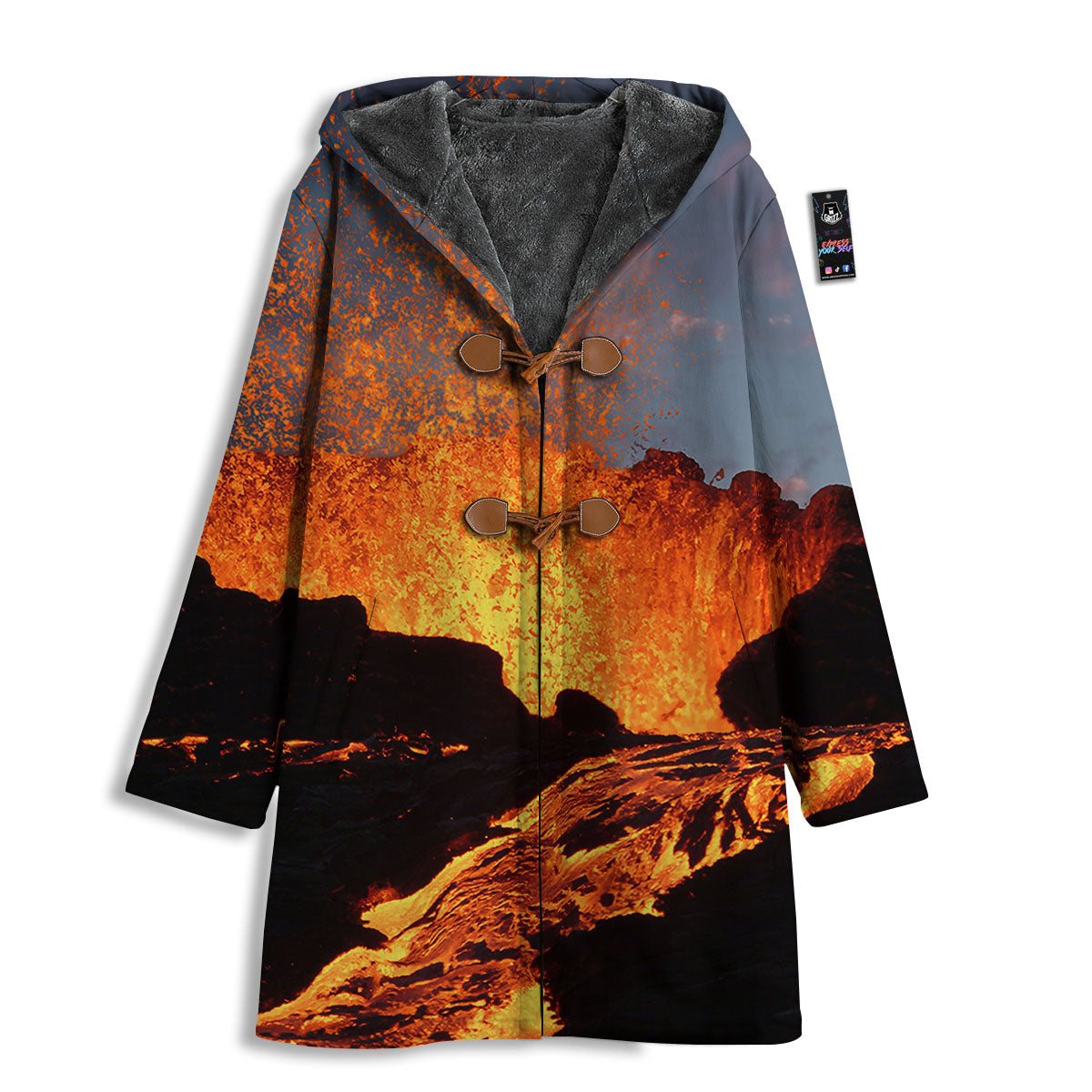 Lava Volcano Print Men's Windbreaker Jacket-grizzshop