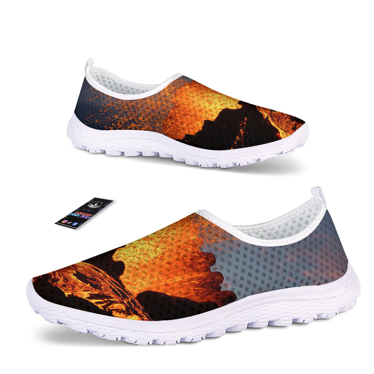 Lava Volcano Print Nurse Shoes-grizzshop