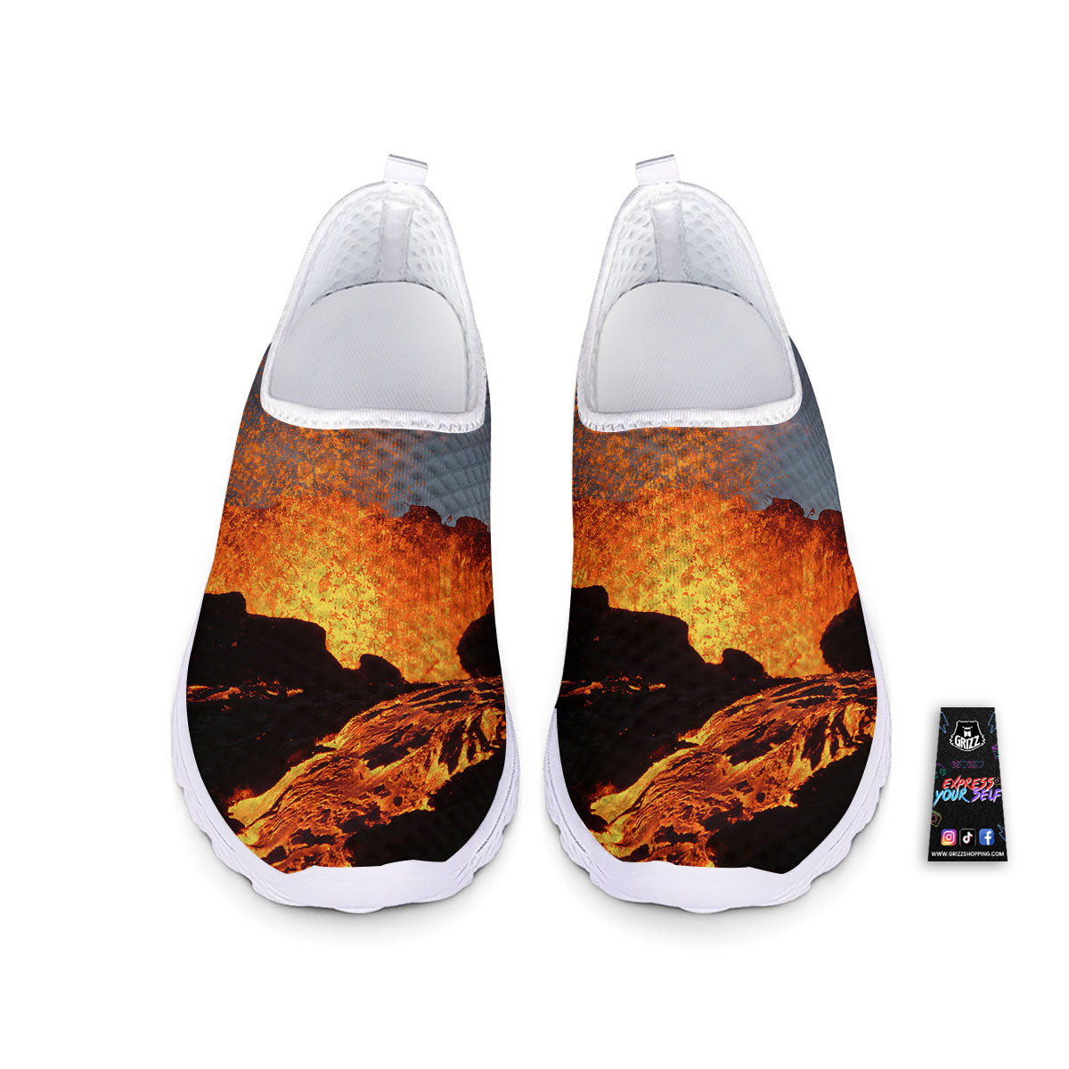 Lava Volcano Print Nurse Shoes-grizzshop