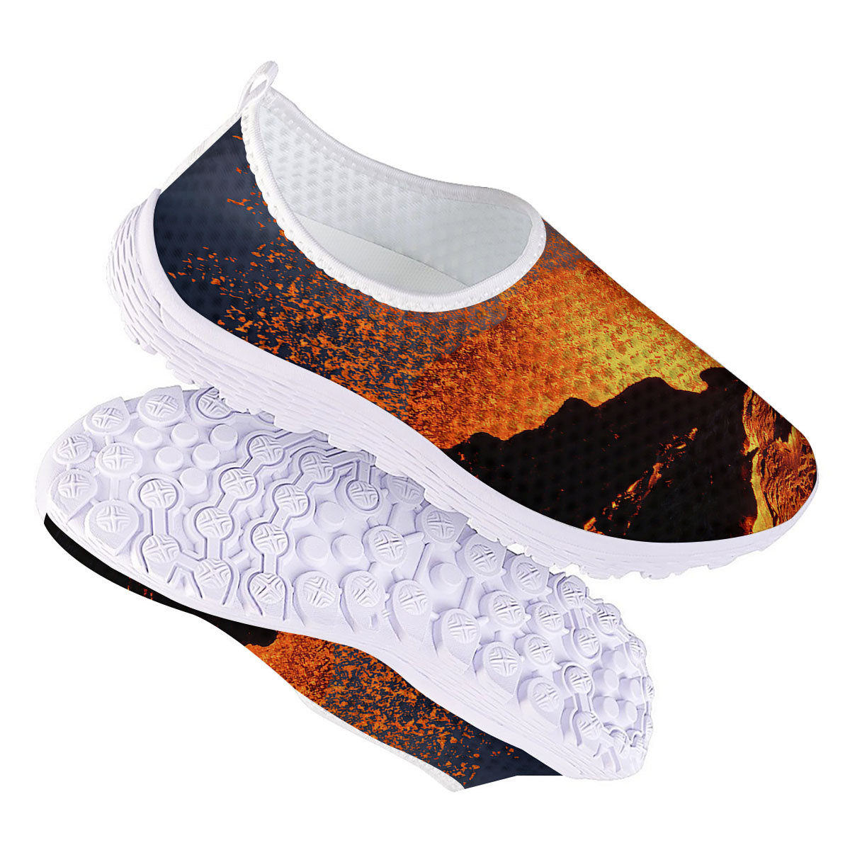 Lava Volcano Print Nurse Shoes-grizzshop