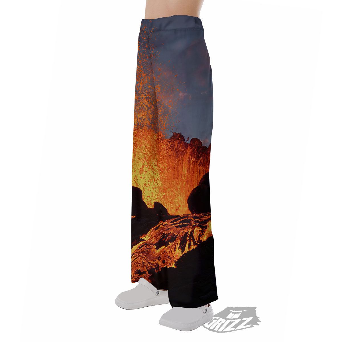 Lava Volcano Print Pajama Pants-grizzshop