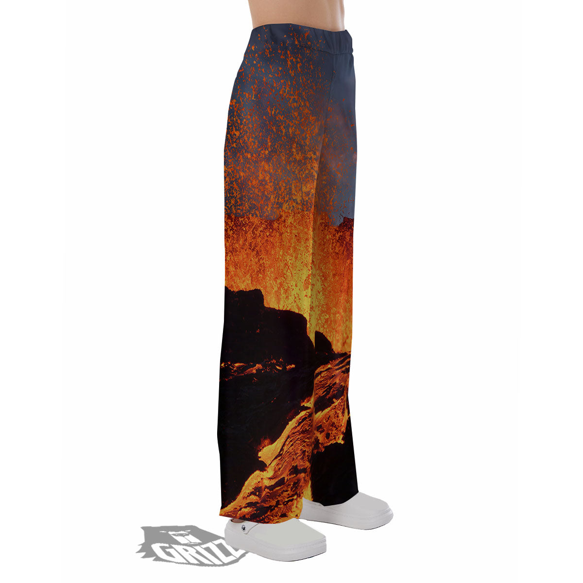 Lava Volcano Print Pajama Pants-grizzshop