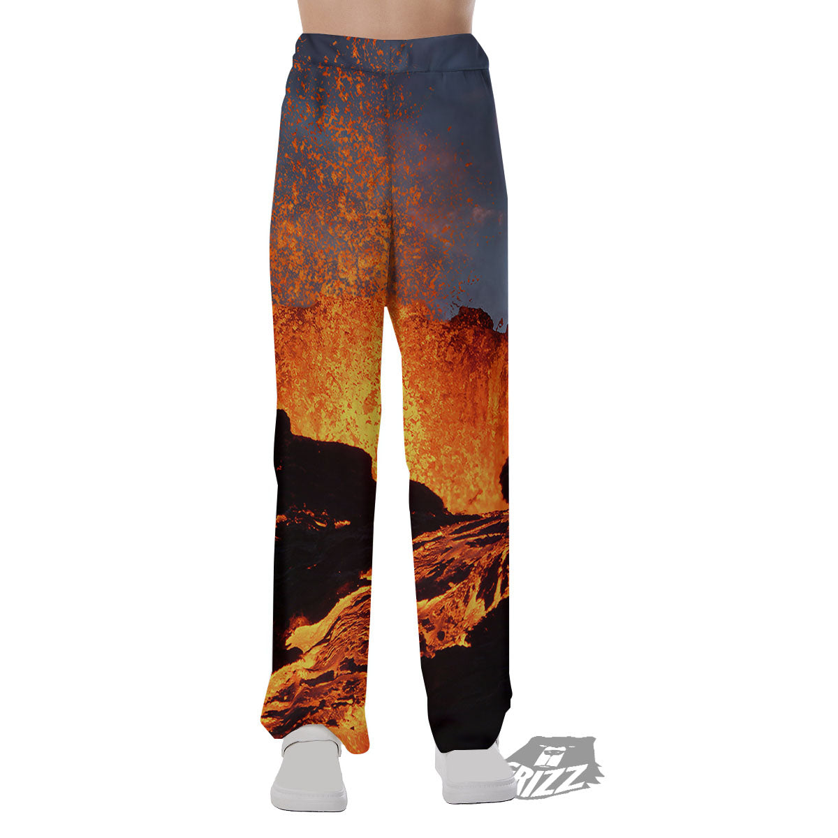 Lava Volcano Print Pajama Pants-grizzshop