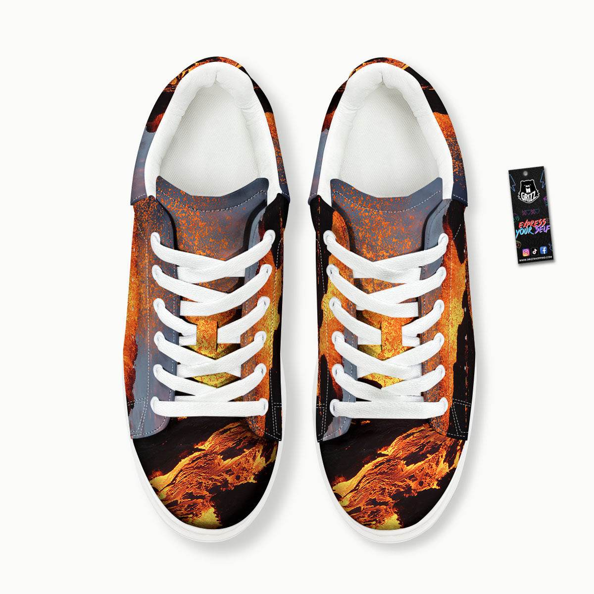 Lava Volcano Print Platform Shoes-grizzshop