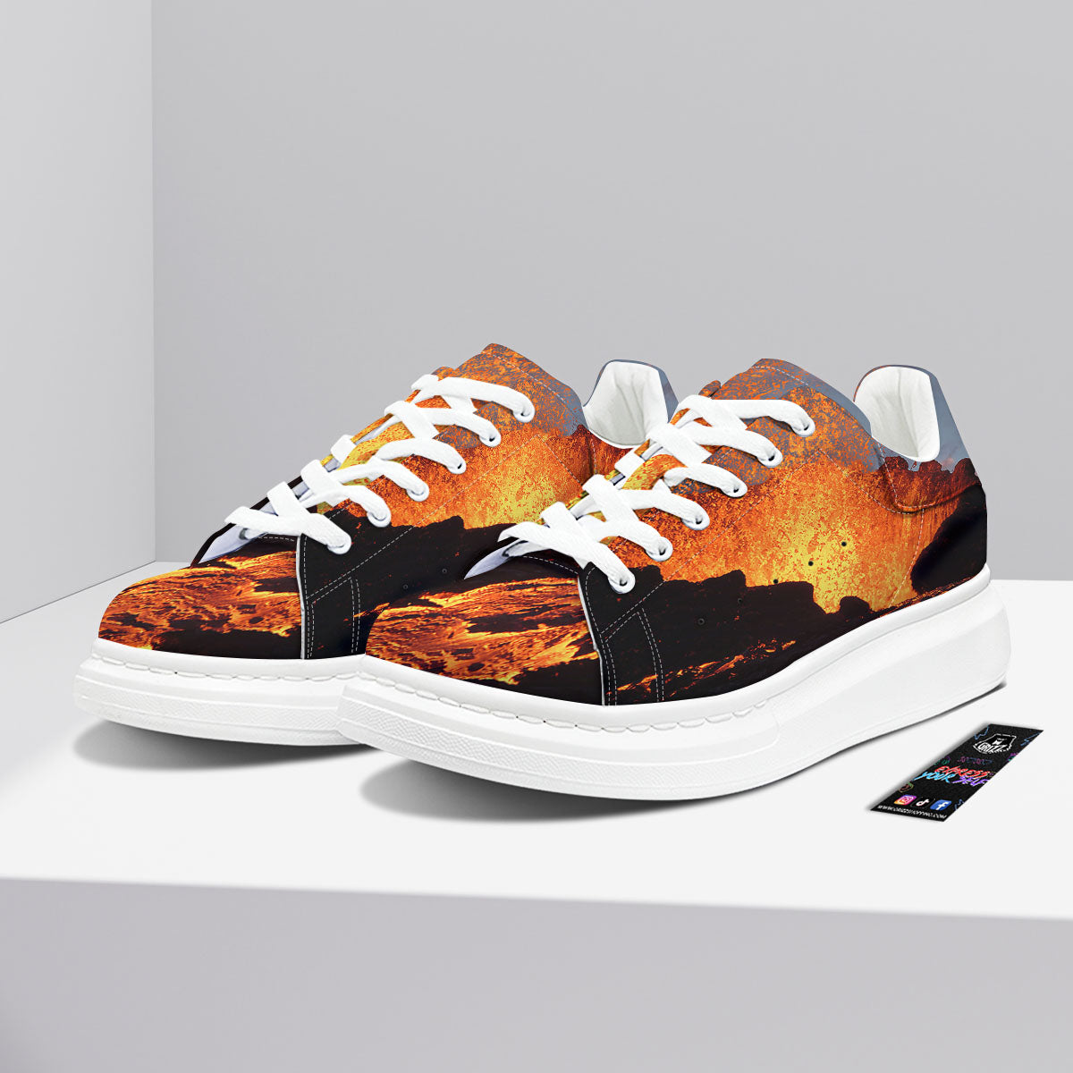 Lava Volcano Print Platform Shoes-grizzshop