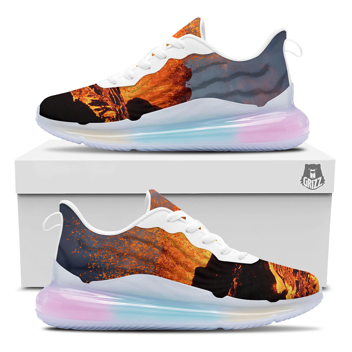 Lava Volcano Print Running Sneakers-grizzshop