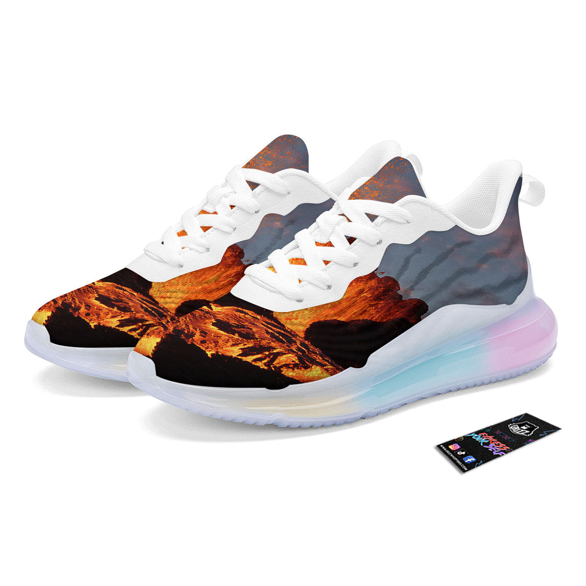 Lava Volcano Print Running Sneakers-grizzshop