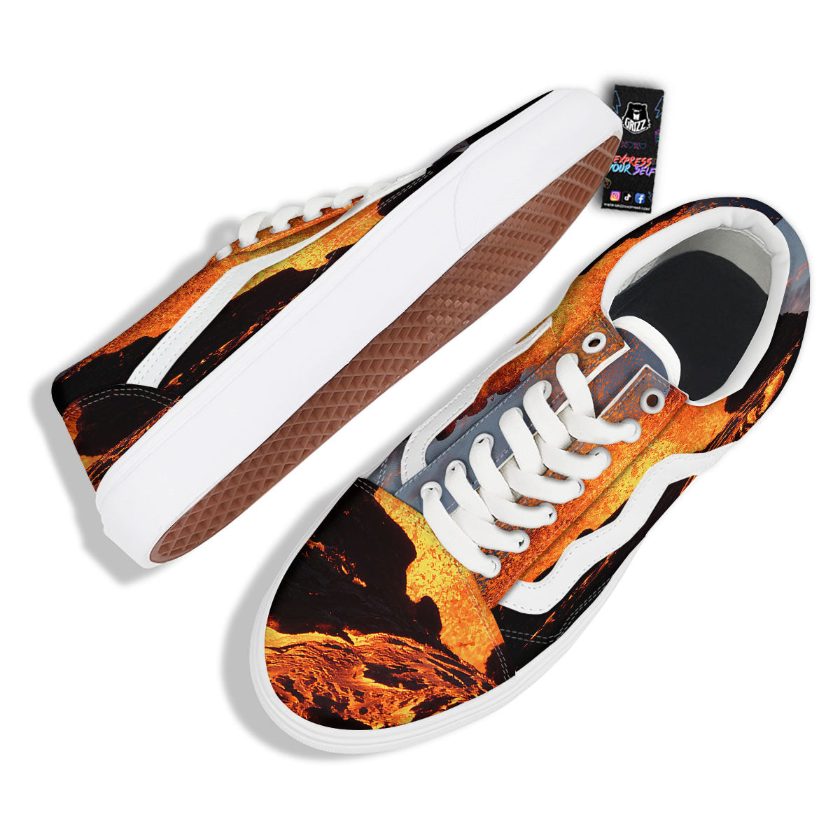 Lava Volcano Print Skate Shoes-grizzshop