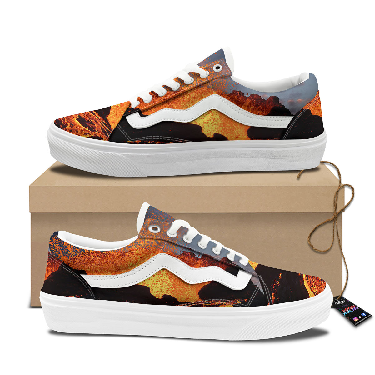 Lava Volcano Print Skate Shoes-grizzshop