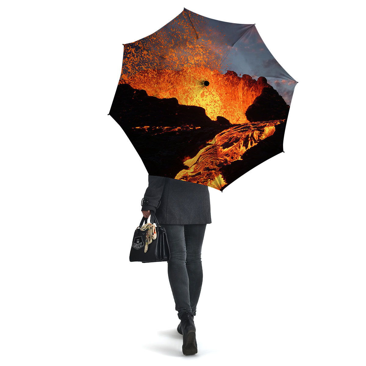 Lava Volcano Print Umbrella-grizzshop