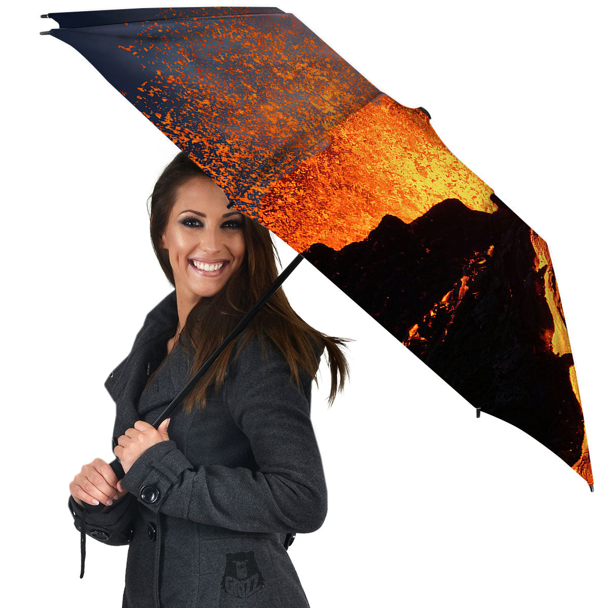 Lava Volcano Print Umbrella-grizzshop