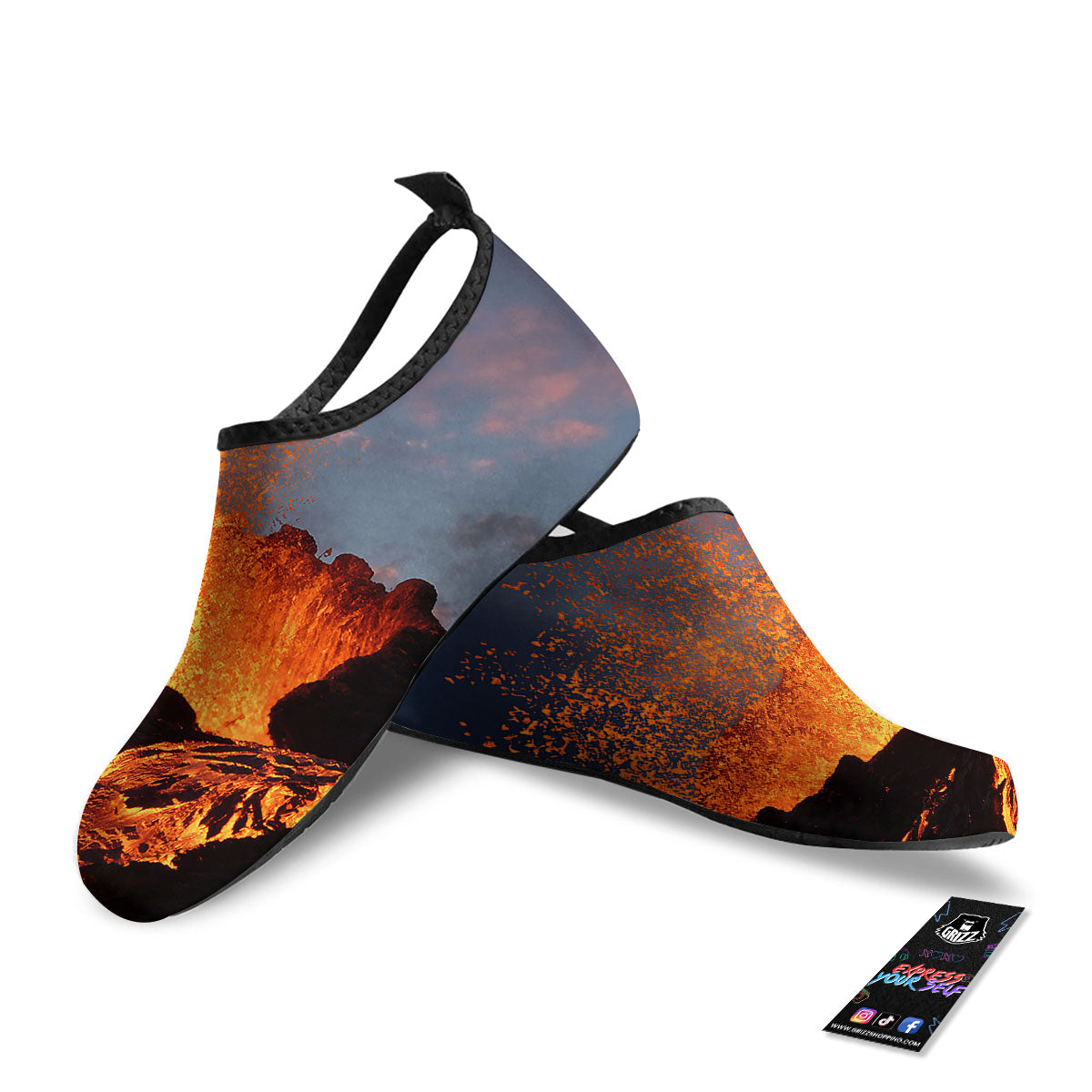Lava Volcano Print Water Shoes-grizzshop