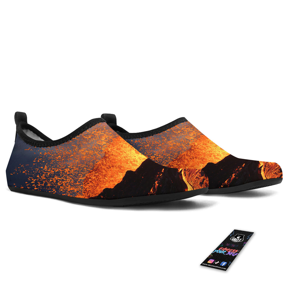 Lava Volcano Print Water Shoes-grizzshop