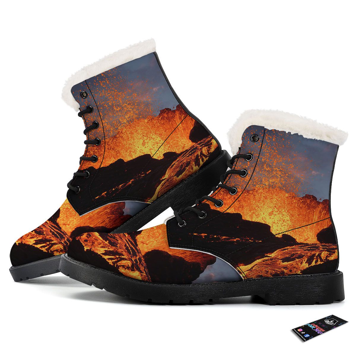 Lava Volcano Print Winter Boots-grizzshop