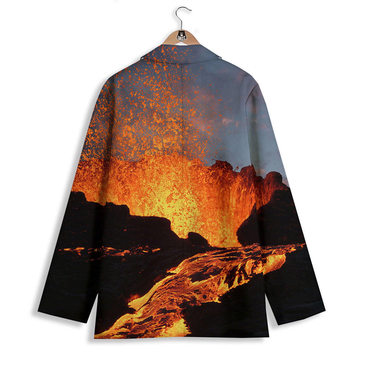 Lava Volcano Print Women's Blazer-grizzshop