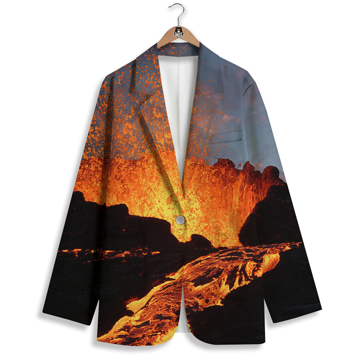 Lava Volcano Print Women's Blazer-grizzshop