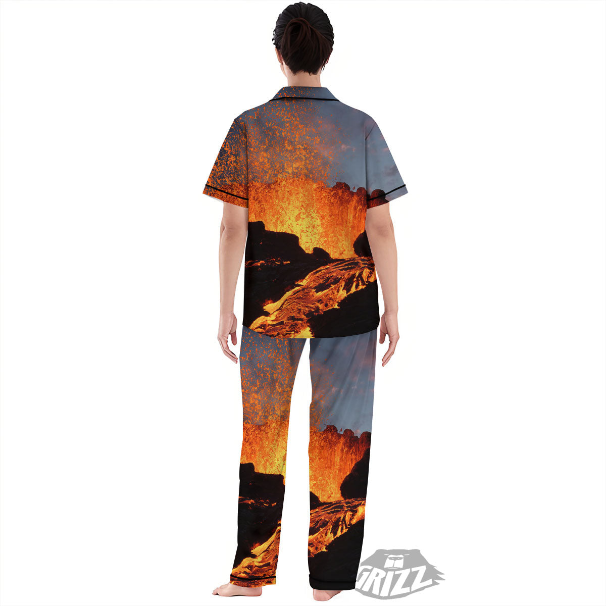 Lava Volcano Print Women's Pajamas Set-grizzshop