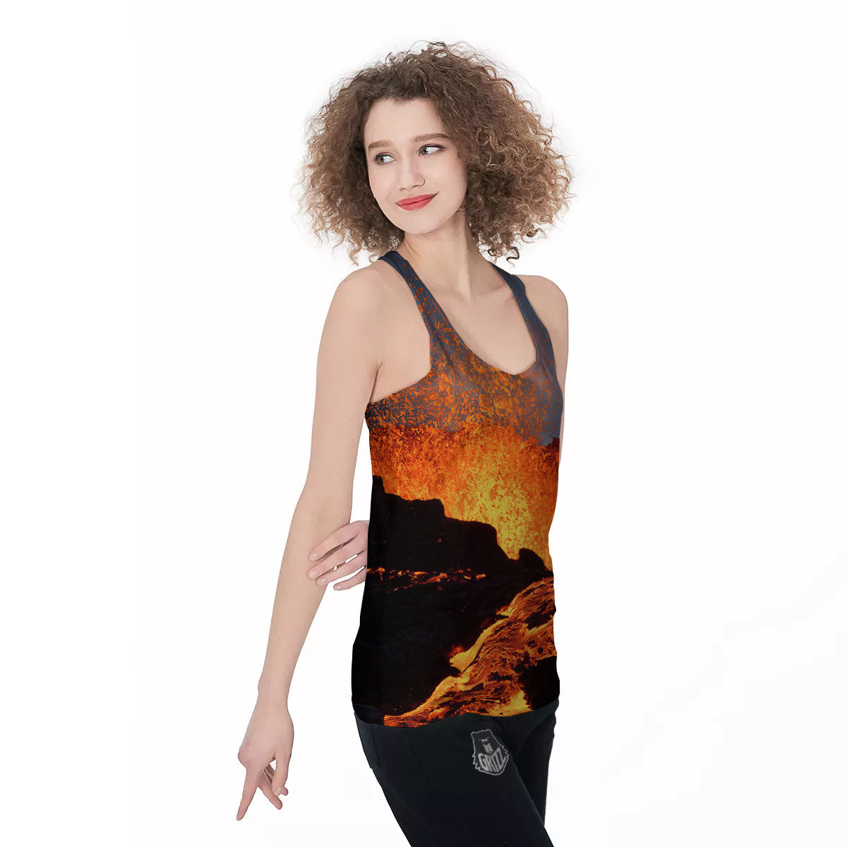 Lava Volcano Print Women's Racerback Tank Top-grizzshop