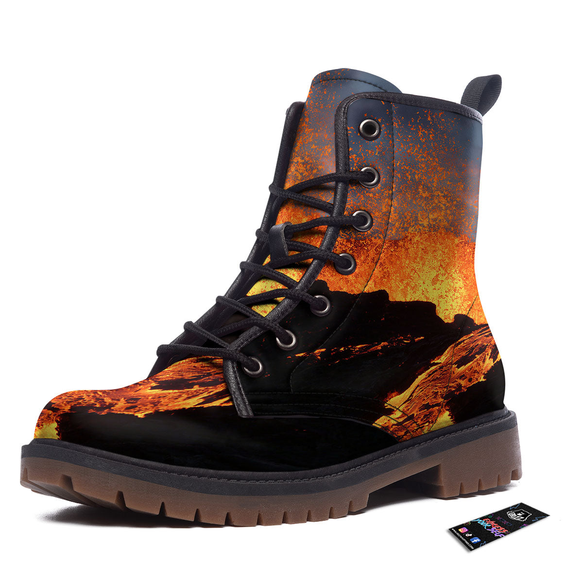 Lava Volcano Print Work Boots-grizzshop