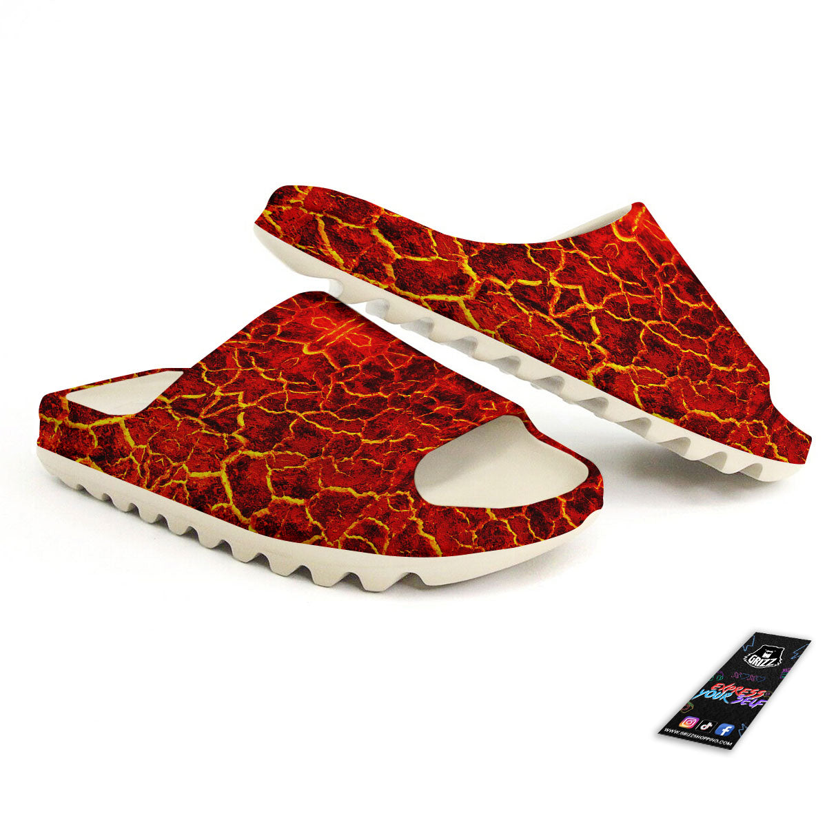 Lava Red Print Pattern Sandals-grizzshop