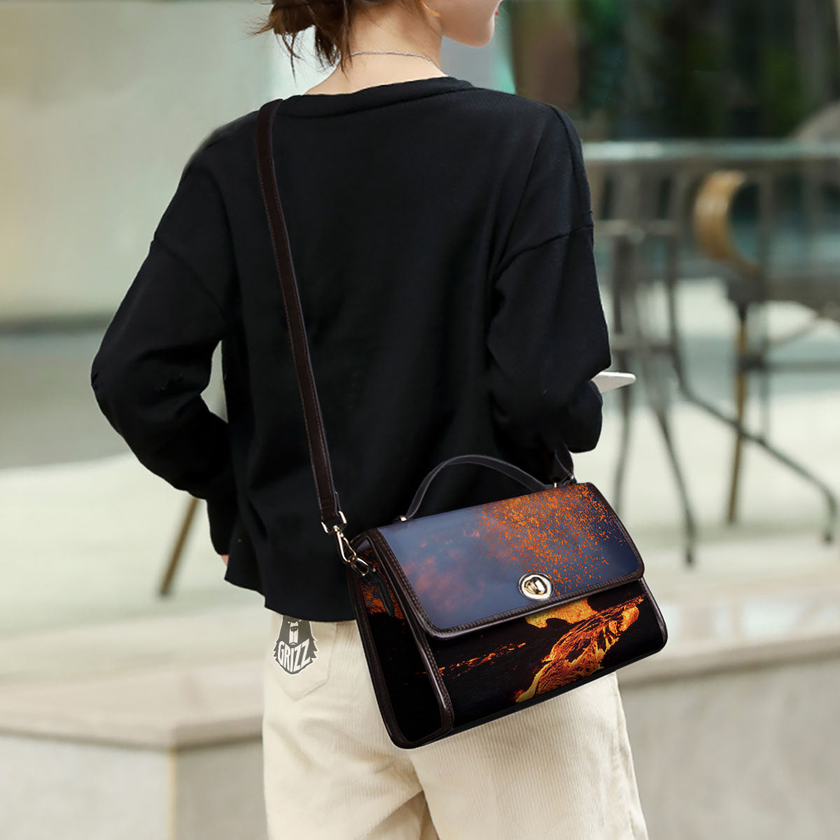Lava Volcano Print Women's Satchel Bag