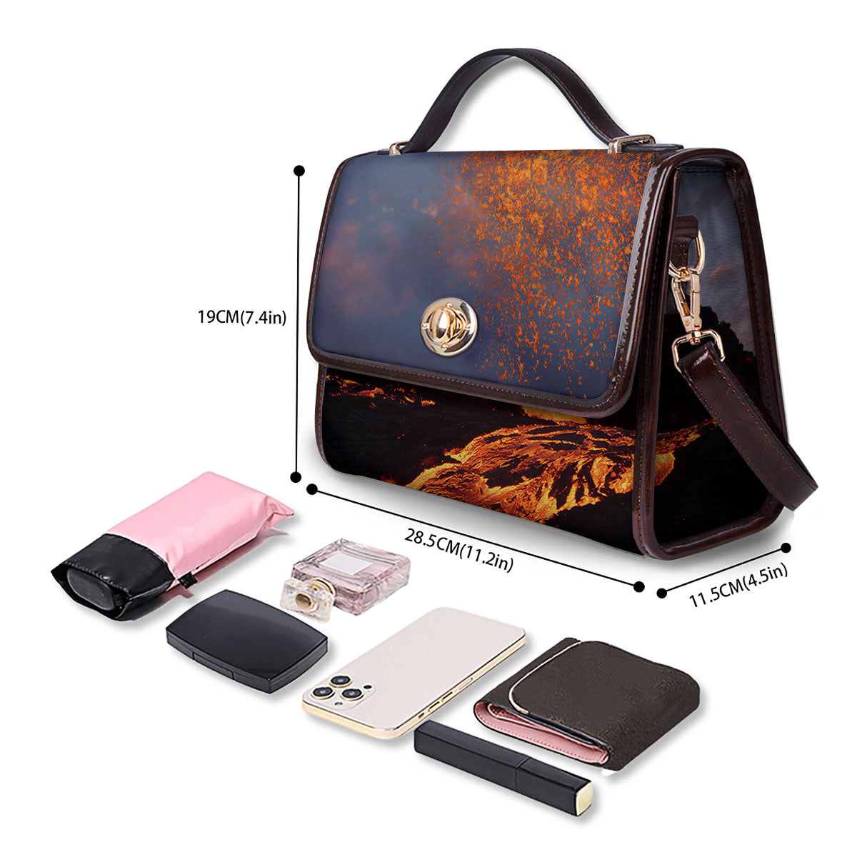 Lava Volcano Print Women's Satchel Bag
