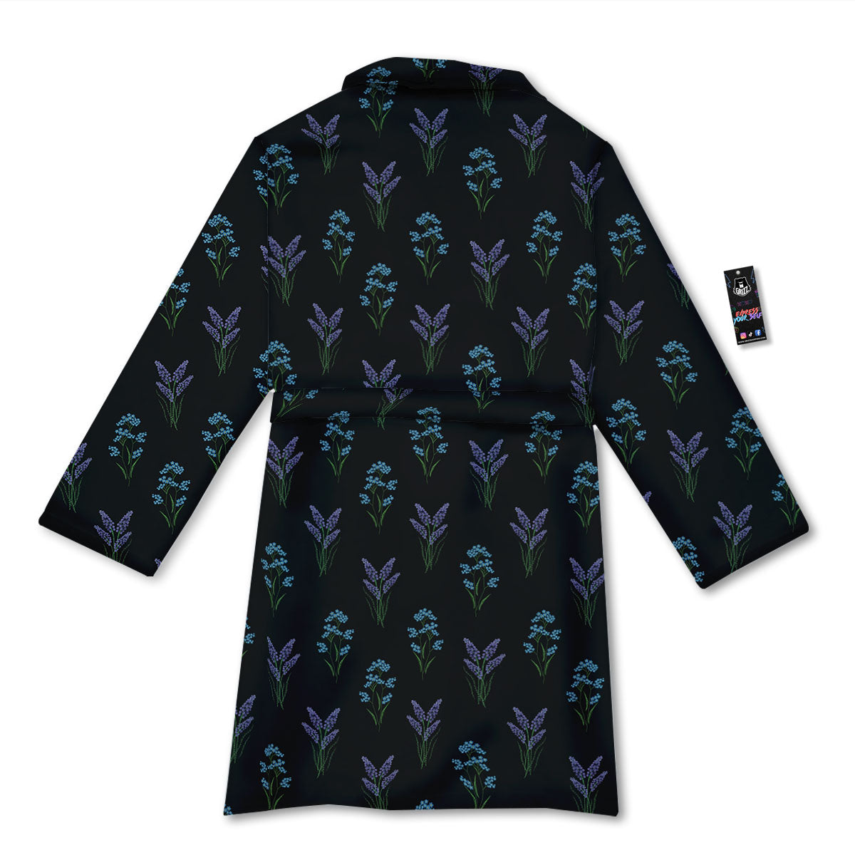 Lavender Embroidery Print Pattern Bathrobe-grizzshop