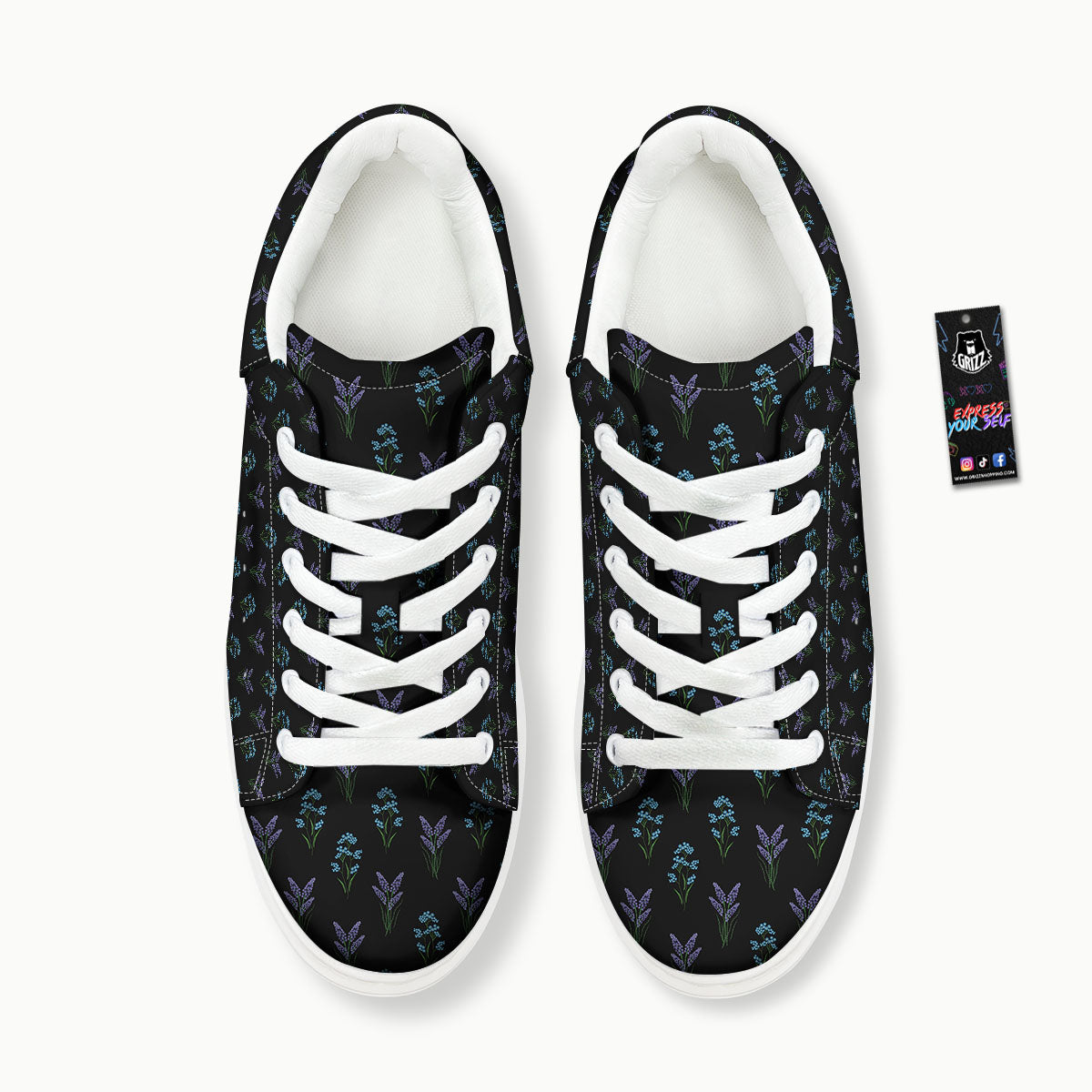 Lavender Embroidery Print Pattern Platform Shoes-grizzshop
