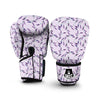 Lavender Floral Pattern Print Boxing Gloves-grizzshop