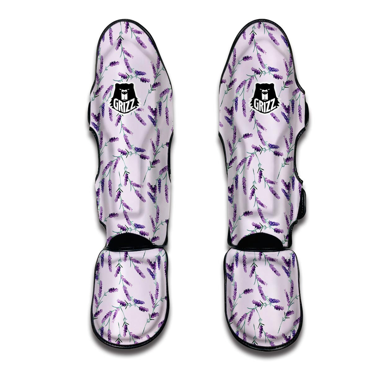 Lavender Floral Pattern Print Muay Thai Shin Guards-grizzshop