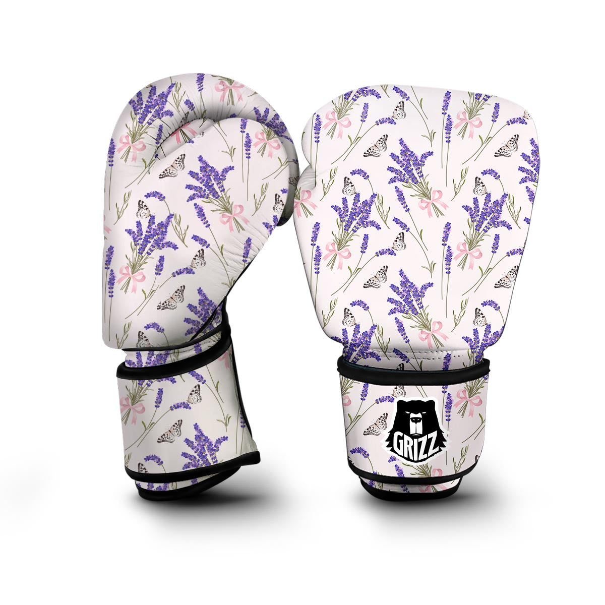 Lavender Floral Print Pattern Boxing Gloves-grizzshop